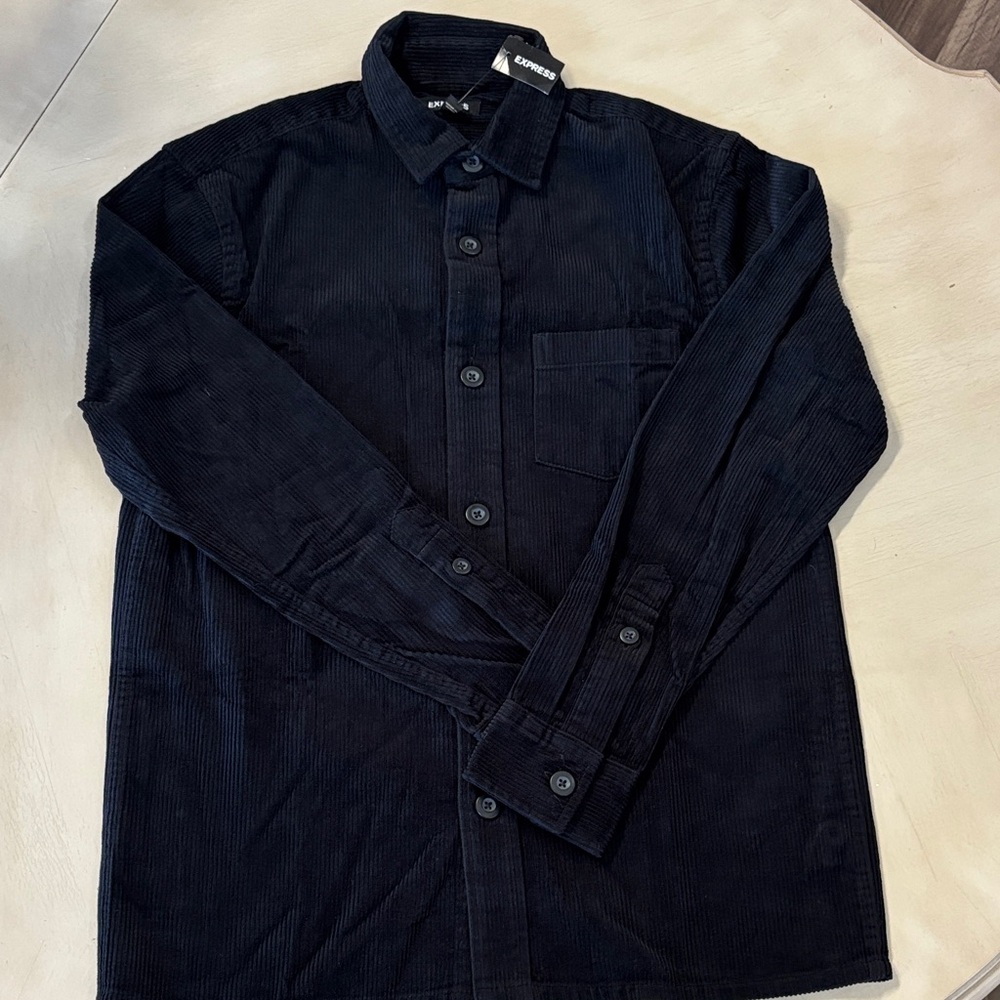 Express Men's Black Corduroy Dress Shirt
